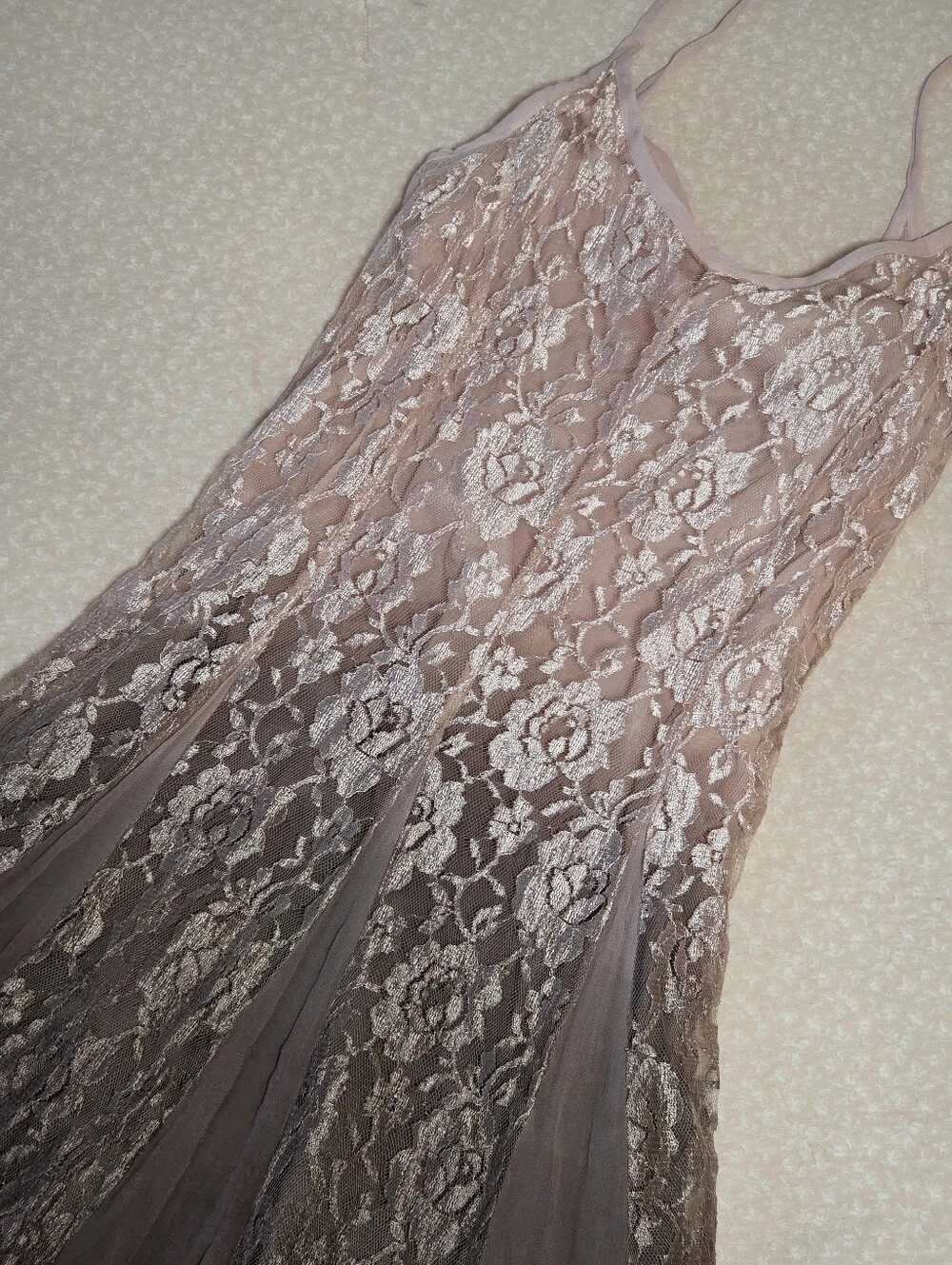 Together Y2K Pink Brown Ombre Lace Paneled Maxi Dress Sz 12 Fairycore Ethereal